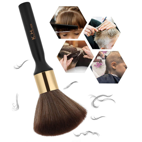 Professional Barber Neck Hair Duster Brush, Ultra Soft Gentle Fiber with Wooden Handle, Large Hair Cutting Brush, Black