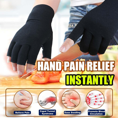 2 Pairs of Compression Gloves for Men Women, Arthritis Relief, Anti-Slip Fingerless Gloves for Hand Support (Pure