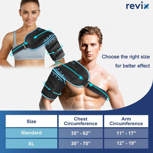 REVIX 3D Sewing Shoulder Ice Pack Wrap for Better Fit, Reusable Hot & Cold Compress for Pain Relief