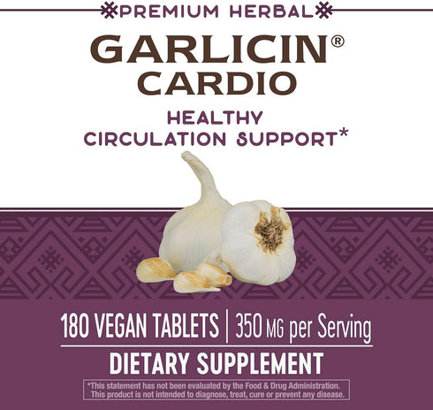 Nature's Way Premium Herbal Garlicin Cardio, 350 mg - 180 Count for Heart Health