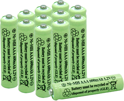 Solar Light Batteries AAA Triple A NIMH 600mAh 1.2V Rechargeable for Garden Lights Remotes Mice(12Pcs)