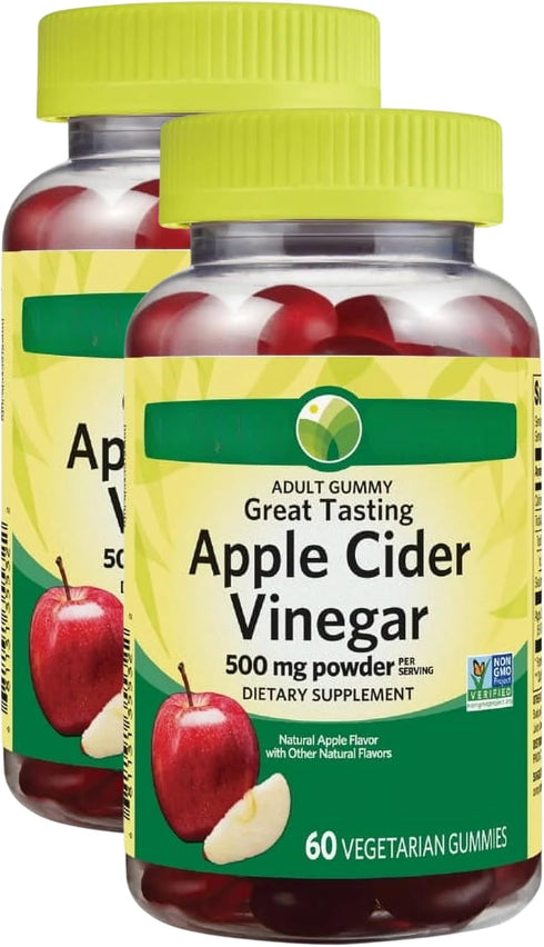 KP+ Apple Cider Vinegar Gummies | 500 mg | 60 Vegetarian Gummies |