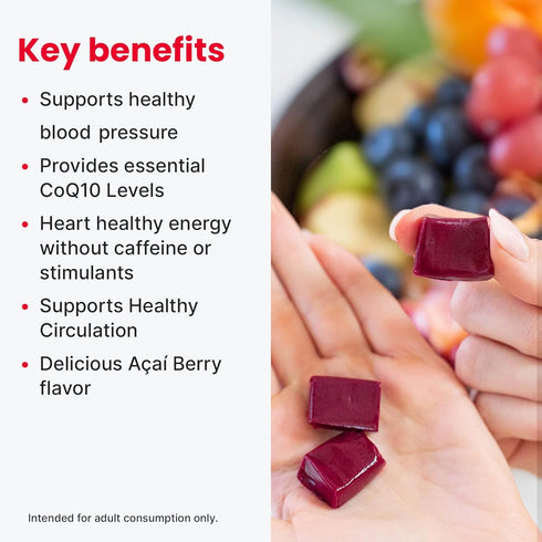 humanN SuperBeets Heart Chews - 100mg CoQ10 with Beetroot & Grape Seed Extract, 60 Count