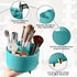 360 Rotating Makeup Brush Organizer, Blue Spinning Countertop Holder with 5 Sections for Cosmetics, Nail Polish, Art
