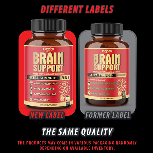9in1 Brain Support Supplement, Concentrated Ashwagandha Root, Gotu Kola Powder, 90 Capsules