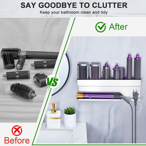Hair Dryer Holder Wall Mount for Curling Iron Attachment Organizers and Storage, Adhesive Hair Dryer and Curling Iron