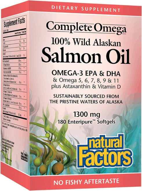 Complete Omega by Natural Factors, Wild Alaskan Salmon Oil, 180 softgels, Supports Heart and Brain Health