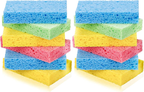 12-Count Cellulose Sponges, Non-Scratch Kitchen Dish Scrubber Sponge for Household & Bathroom Cleaning
