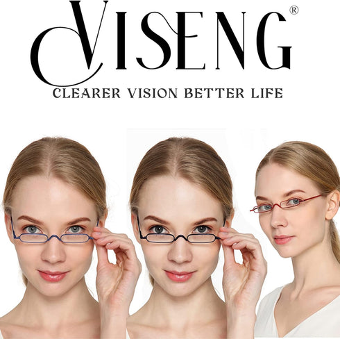 Viseng 2 Pack Slim Mini Metal Reading Glasses, Compact Lightweight Portable Readers with Glasses Case +2.5
