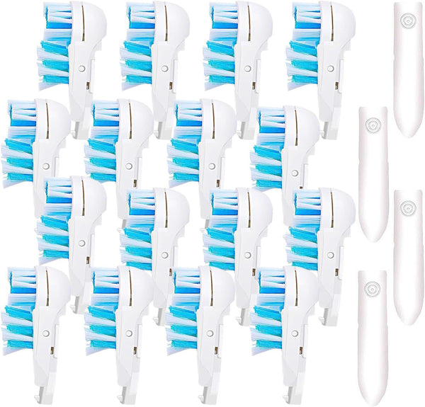 Sensitive Electric Toothbrush Replacement Heads (16 Count), Dual Clean Rotating Sets for Braun Oral B