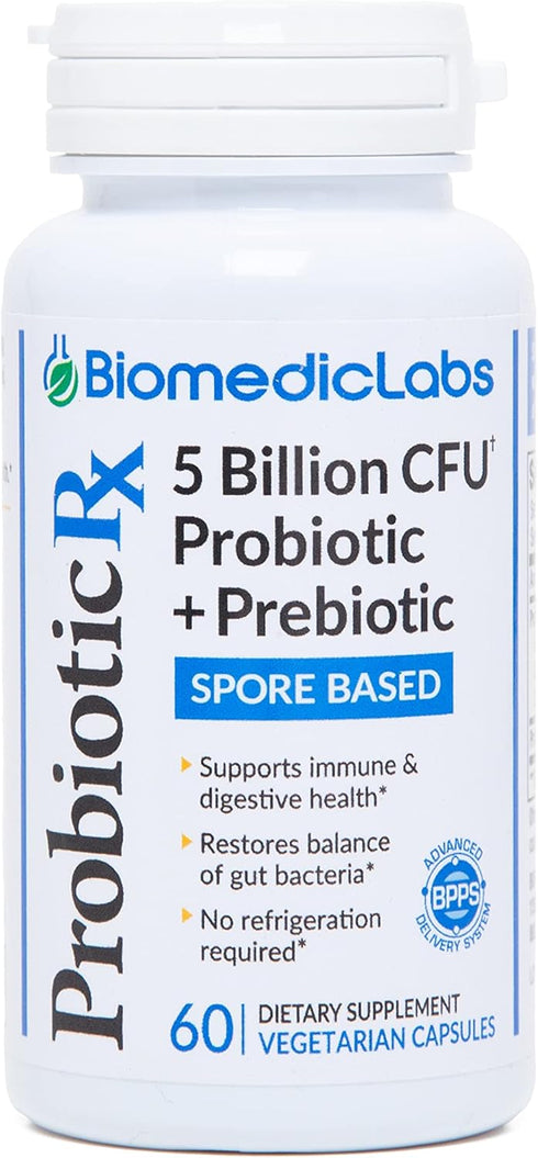 Probiotic Rx: 5 Billion CFU Probiotic + Prebiotic, 60-Day Supply for Immune & Gut Health
