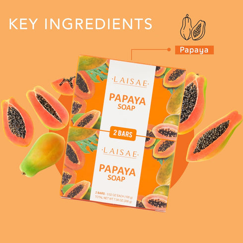 Papaya Exfoliating Soap, Hydrating Face Moisturizer with Niacinamide, Shea Butter, Aloe Vera - Sensitive Skin Soap,