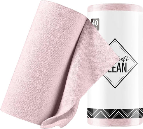 Microfiber Cloths 12" x 12", 40 Pack in a Roll, Reusable Washable Tear Away Cleaning Rag Towels for Car, House, Kitchen