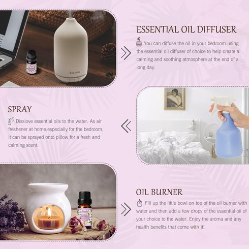 SALKING Floral Essential Oils Set, Premium Pure Natural Oils, 6 x 10 ML Fragrance Oils for Oil Diffusers - Lavender,
