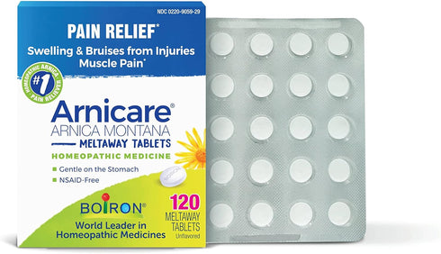 Boiron Arnicare Tablets - Pain Relief for Muscle Pain, Joint Soreness, Swelling from Injury or Bruises, 120 Count