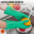 Vgo... 3-Pairs Reusable Household Gloves, Rubber Dishwashing Gloves, Extra Thickness, Long Sleeves for Cleaning and