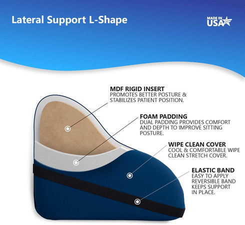 NYOrtho Wheelchair Lateral Support - L-Shape Padded Lateral Support Cushion with High-Performance Stretch Fabric Cover