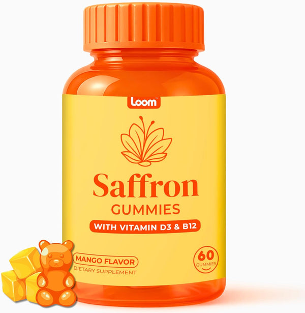 Loom Saffron Gummies with Vitamin D3 & B12 Natural Mood & Energy