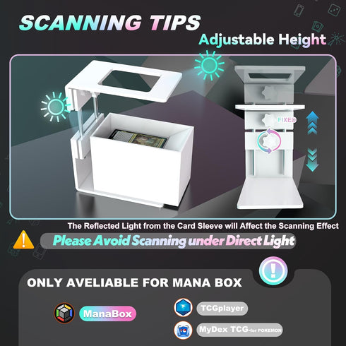 QWUIU Card Scanner Stand for MTG & TCG, Adjustable Height Trading Card Scanner, Phone Stand MTG Accessories, Fit