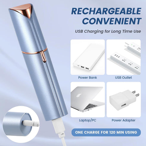 Mini Electric Facial Hair Remover for Women, USB Rechargeable Razor for Lips, Chin, Armpit, and Peach Fuzz