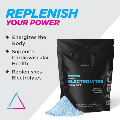 Livingood Daily Electrolytes Powder, Sugar-Free Hydration Drink to Replenish & Energize the Body, Berry Frost
