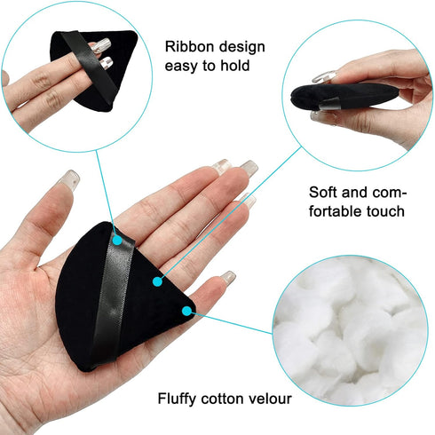 12 Pieces Black Cosmetic Powder Puff, 2.76 Inch Portable Soft Sponge Setting Face Puffs for Loose Powder