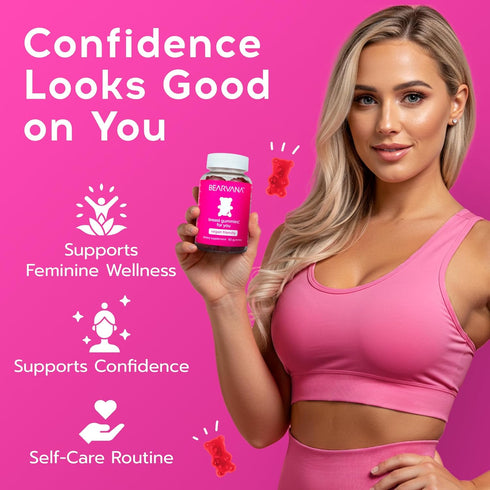 BEARVANA Gummies for Women - Top Support Natural Balance & Confidence | Fitness Supplement with 9 Herbs, Berry Flavor,