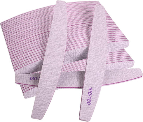 Nail Files (50 Pcs), 100/180 Grit Emery Board Bulk for Acrylic and Natural Nails, Double Sided