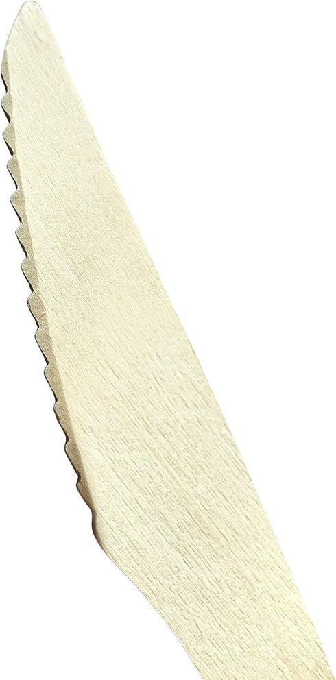 KingSeal Disposable Wood Cutlery Knife, FSC Certified, Biodegradable, 6.5 Inch Length - 100 Count