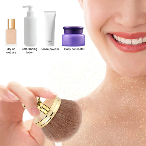 Large Oval Self Tanning Brush, Body Makeup Tan Brush with Wide Head, Sunscreen Applicator for Legs Arms Face Body (Gold)