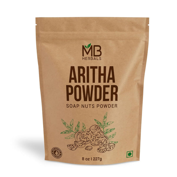 MB Herbals Aritha Powder 8 oz | 100% Pure & Organically Grown Soap Nut Powder for Natural Hair Shampoo & Conditioner