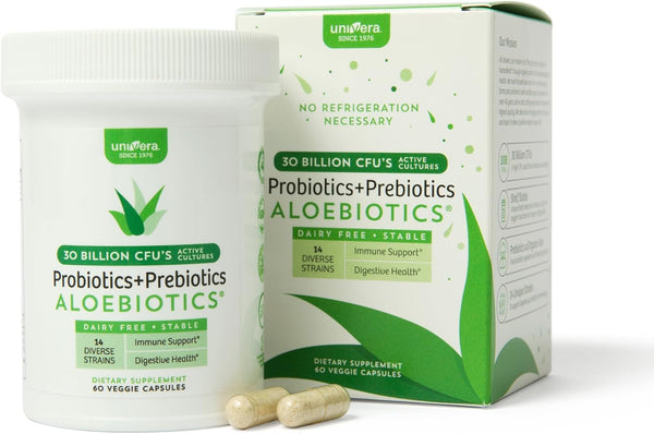 Univera Probiotics for Women, 30 Billion CFUs with Organic Aloe Vera, 60ct, Digestive Enzymes for Adults