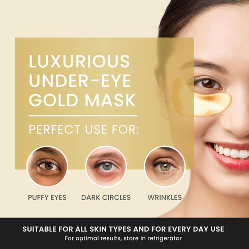 24K Gold Under Eye Patches, Eye Mask,Eye Patches for Puffy Eyes and Dark Circles, Eye Masks Skincare (16 Pair (Pack of 1))