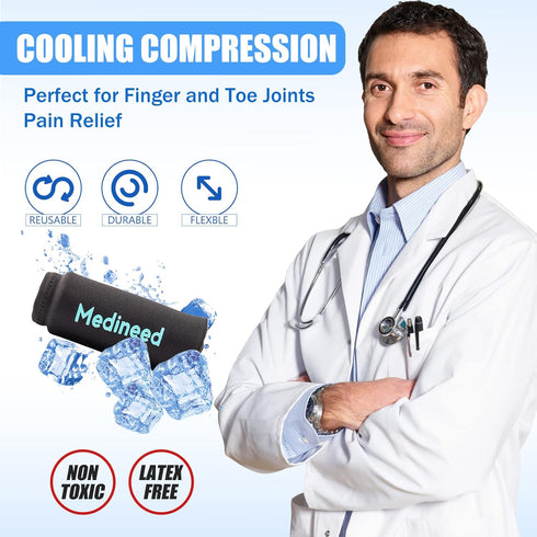 2PCS Finger and Toe Cold Gel Ice Pack, Non-Toxic Reusable Compression Sleeve for Injuries, Arthritis, Tendonitis, Gout