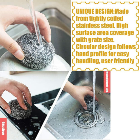 16 PCS Stainless Steel Sponges Scrubbers, Density Metal Scouring Pads for Pot Pan Dish Wash Cleaning