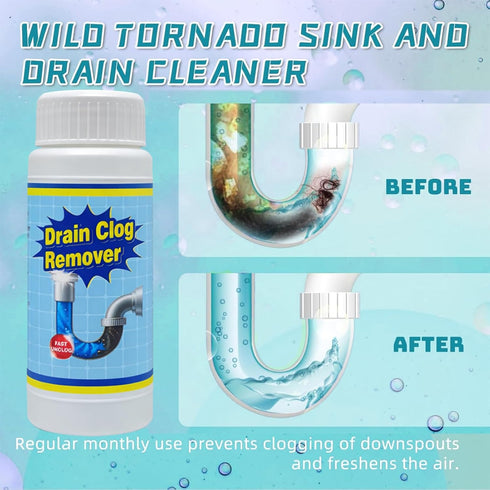 Qwatuy Wild Tornado Sink and Drain Cleaner, Wild Tornado Drain Clog Remover, Powerful Sink Cleaner Powder Fast Foaming