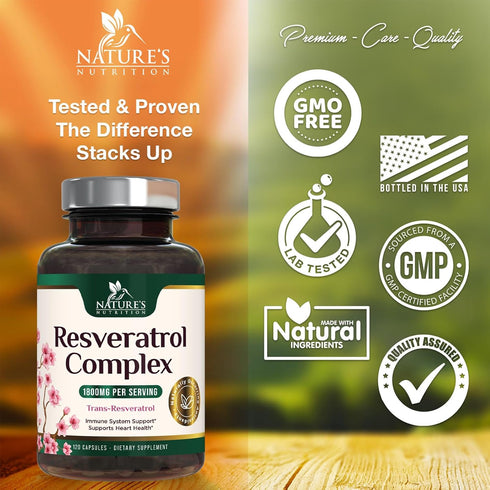 Resveratrol 1800mg Per Serving - Potent Antioxidants for Immune Support - Extra Strength Trans-Resveratrol Supplement