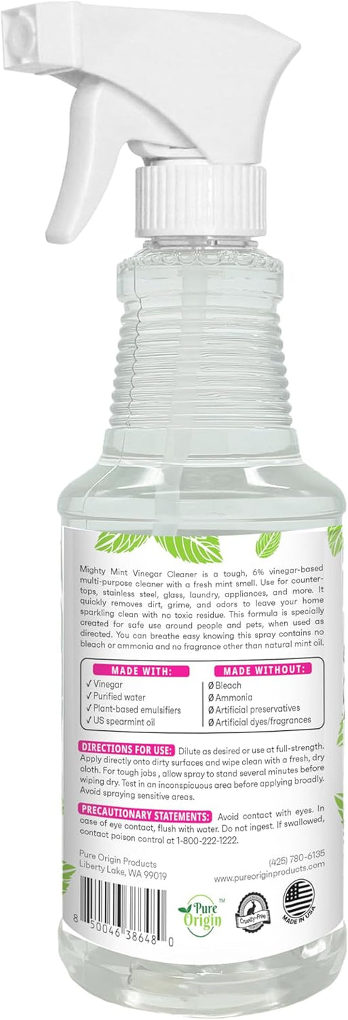 Mighty Mint Vinegar Cleaner, Non-Toxic, All-Purpose Spray, Natural Spearmint Scent, 16oz