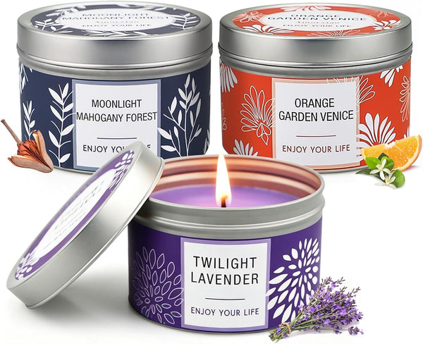 Scented Candle Gift Set for Women, 3 Pack Large Soy Wax Candles