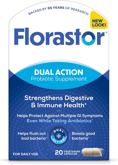 Florastor Probiotics for Digestive & Immune Health, 20 Capsules, Probiotics for Women & Men, Saccharomyces boulardii