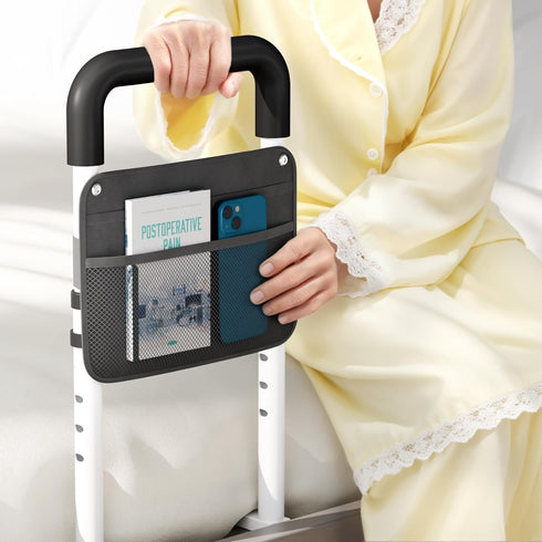 Josmimic 300LBs Bed Rails for Elderly Adults Safety - Adjustable Flat-Tube Design Bedrail for seniors with Storage