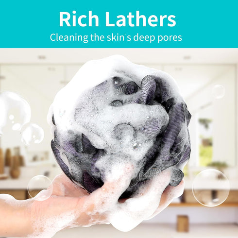 Bath Loofah Shower Sponge, Soft Mesh Exfoliating Loofa for Women & Men, 4 Pack Bath Accessories Cleaning Tool