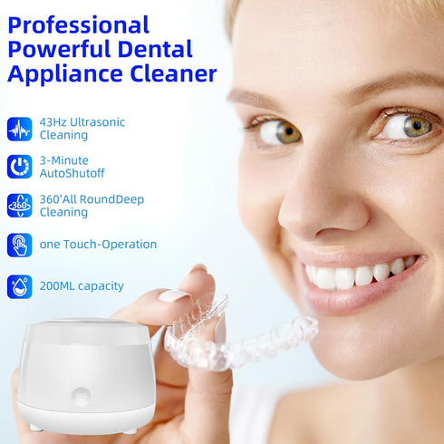 Ultrasonic UV Cleaner Retainer Cleaning Machine, 200ML for Brite Retainer, Shaver Head, Night Mouth Guard, Aligner
