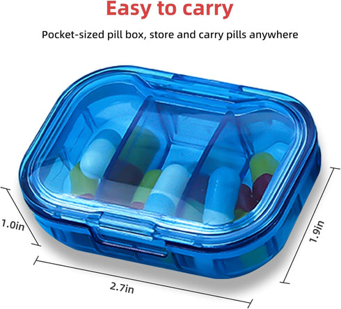 JedJadr 1 Pack 3 Travel Pill Organizer for Purse, Compartment Pill Organizer for Travle, Compact Mini Pill Case