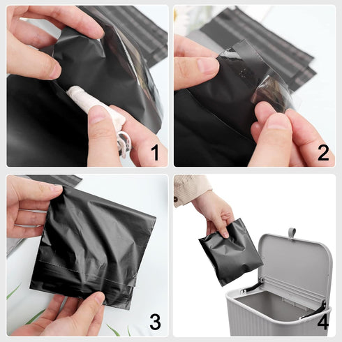 Tuciyke Sanitary Napkin Disposal Bags Pack of 200, Black Opaque Bags for Tampons and Sanitary Pads