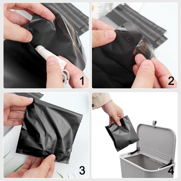 Tuciyke Sanitary Napkin Disposal Bags Pack of 200, Black Opaque Bags for Tampons and Sanitary Pads