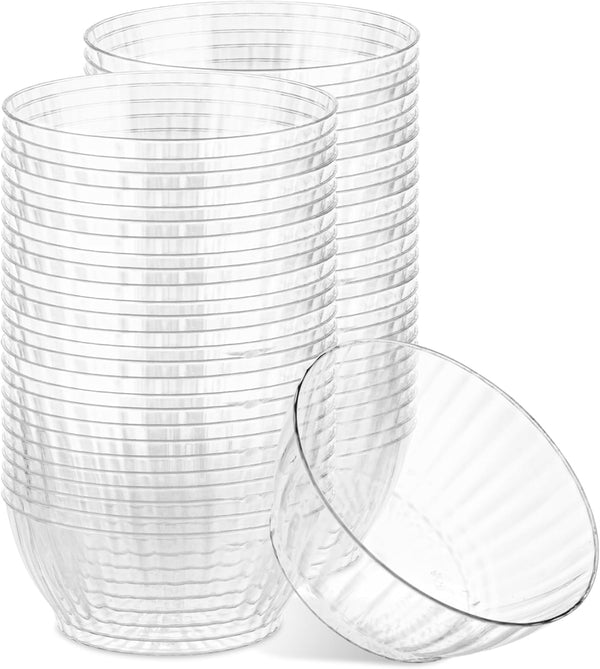 PLASTICPRO 60 Pack Crystal Clear Disposable 6 Ounce Dinner Plates & Bowls for Special Occasions and Parties