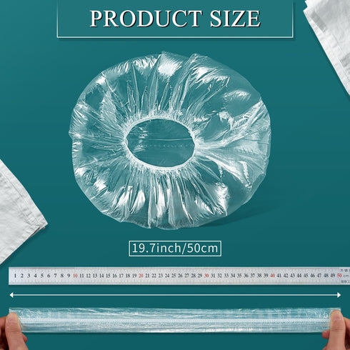 MORGLES Reusable Waterproof Shower Caps, 100 Pcs Disposable Plastic Shower Caps for Women, Home & Travel