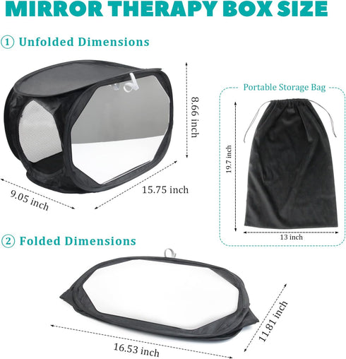 NZELSW Mirror Therapy Box for Hand Stroke and Hand Rehabilitation, Hand Rehabilitation Equipment, Lightweight Foldable