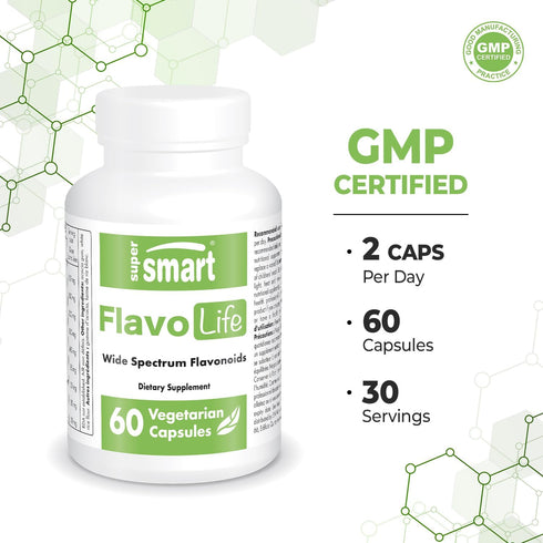 Supersmart - FlavoLife Flavonoid Complex Supplement with Luteolin, Myricetin, Fisetin, Rutin, Quercetin, 60 Veg Capsules